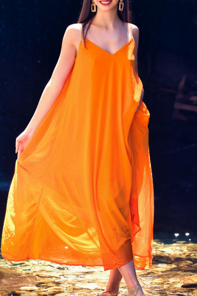vestido de festa para convidada cor laranja