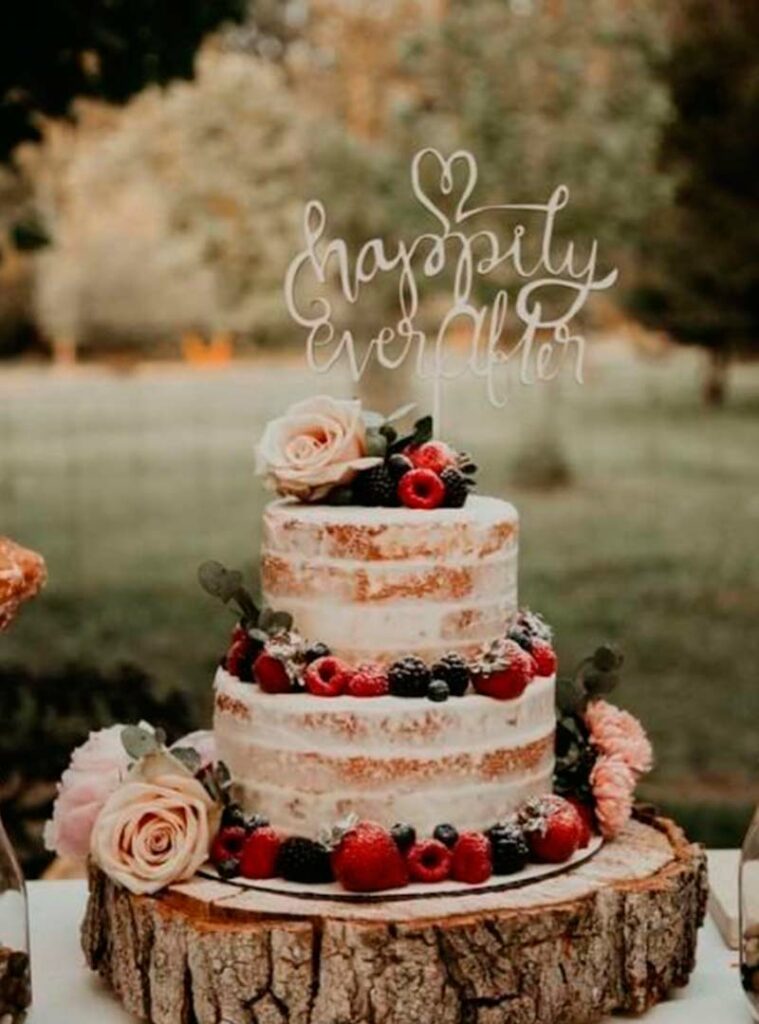 bolo de casamento civil com frutas