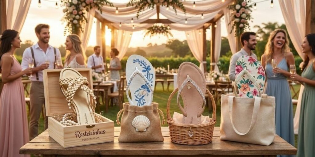 rasteirinhas e chinelos para casamento