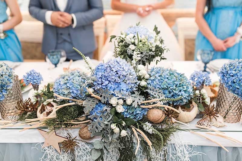 decoração de casamento com tons de azul