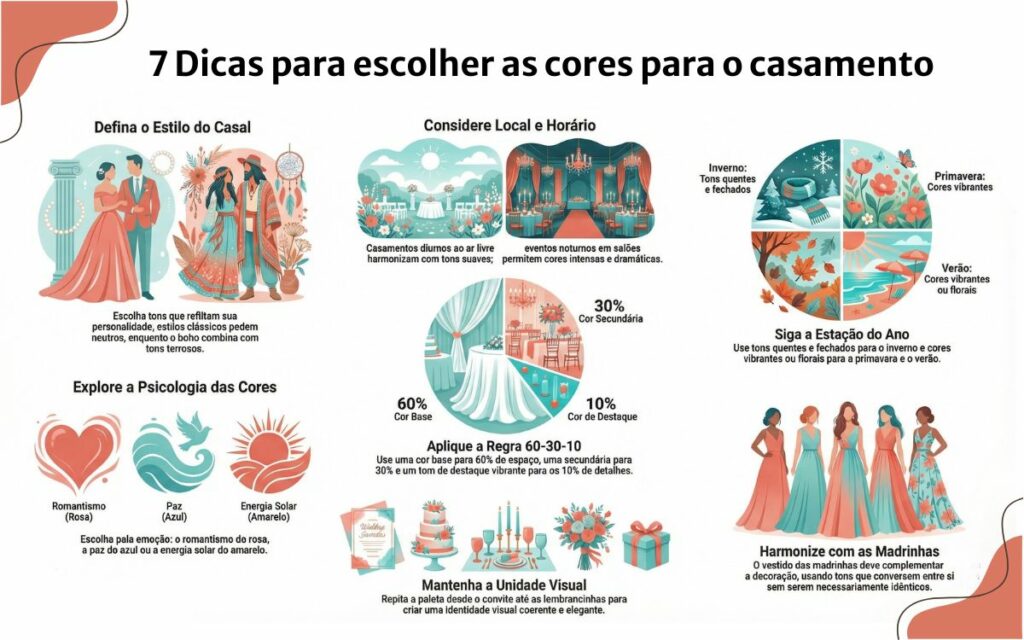 Dicas para escolher a paleta de cores para casamento