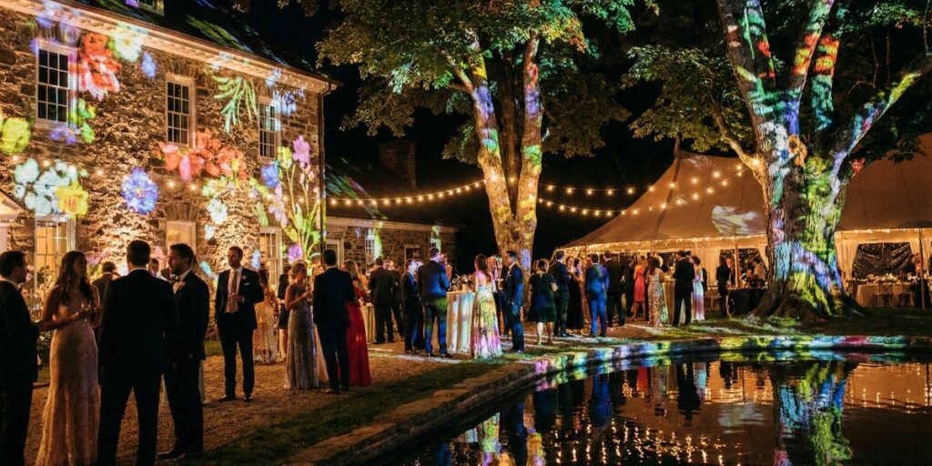 iluminação para casamento tropical