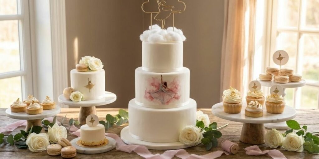 paleta de casamento bolo e mesa de doces