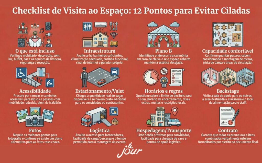 checklist para decidir entre os locais para casamento