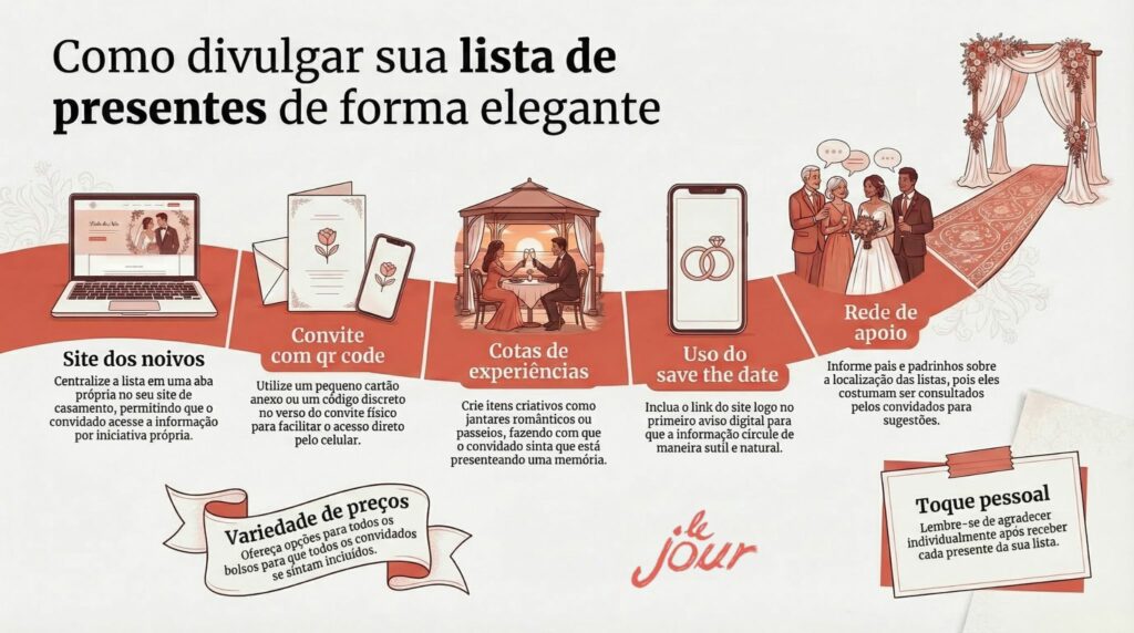 compartilhar lista de casamento e presentes dicas