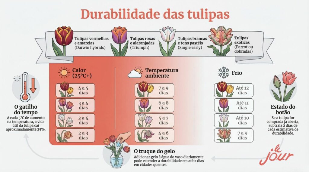 durabilidade de buque de tulipas