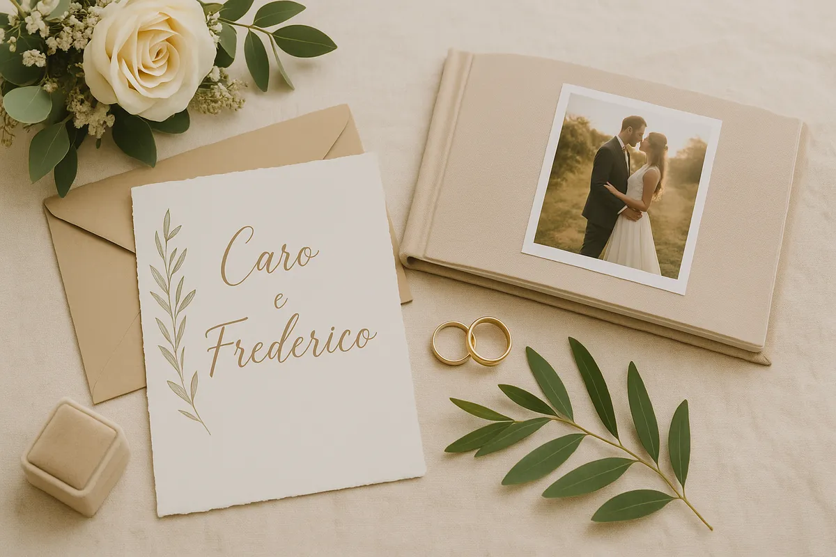 Casal celebrando o casamento com atenção aos detalhes do casamento, do convite ao álbum de fotos