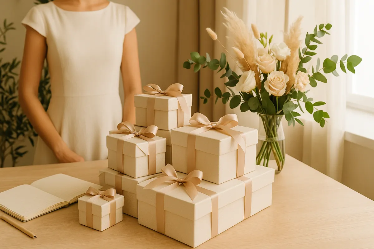 Casal feliz celebrando casamento civil simples com lista de presentes organizada pela Lejour