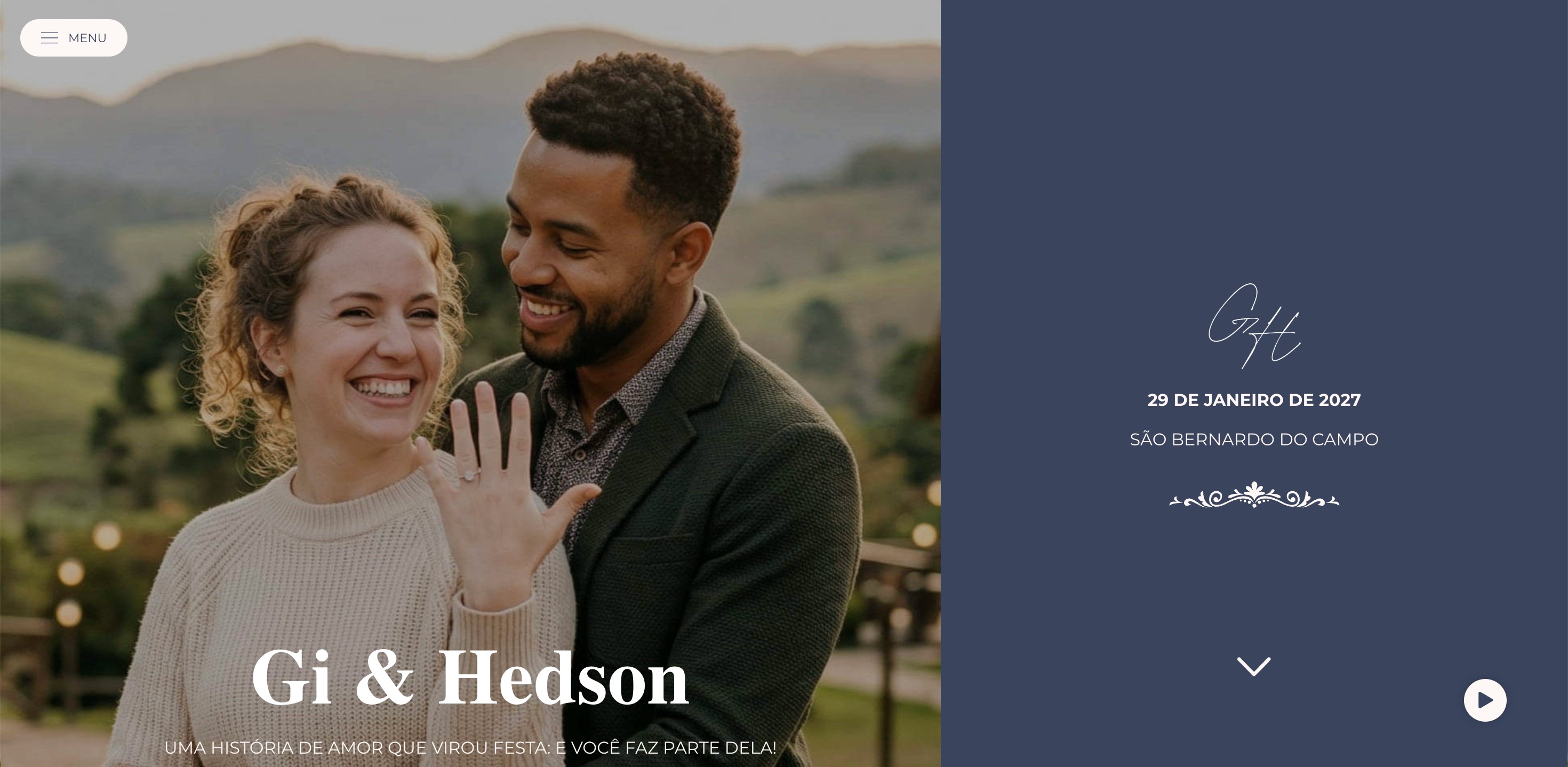 Site de casamento no desktop